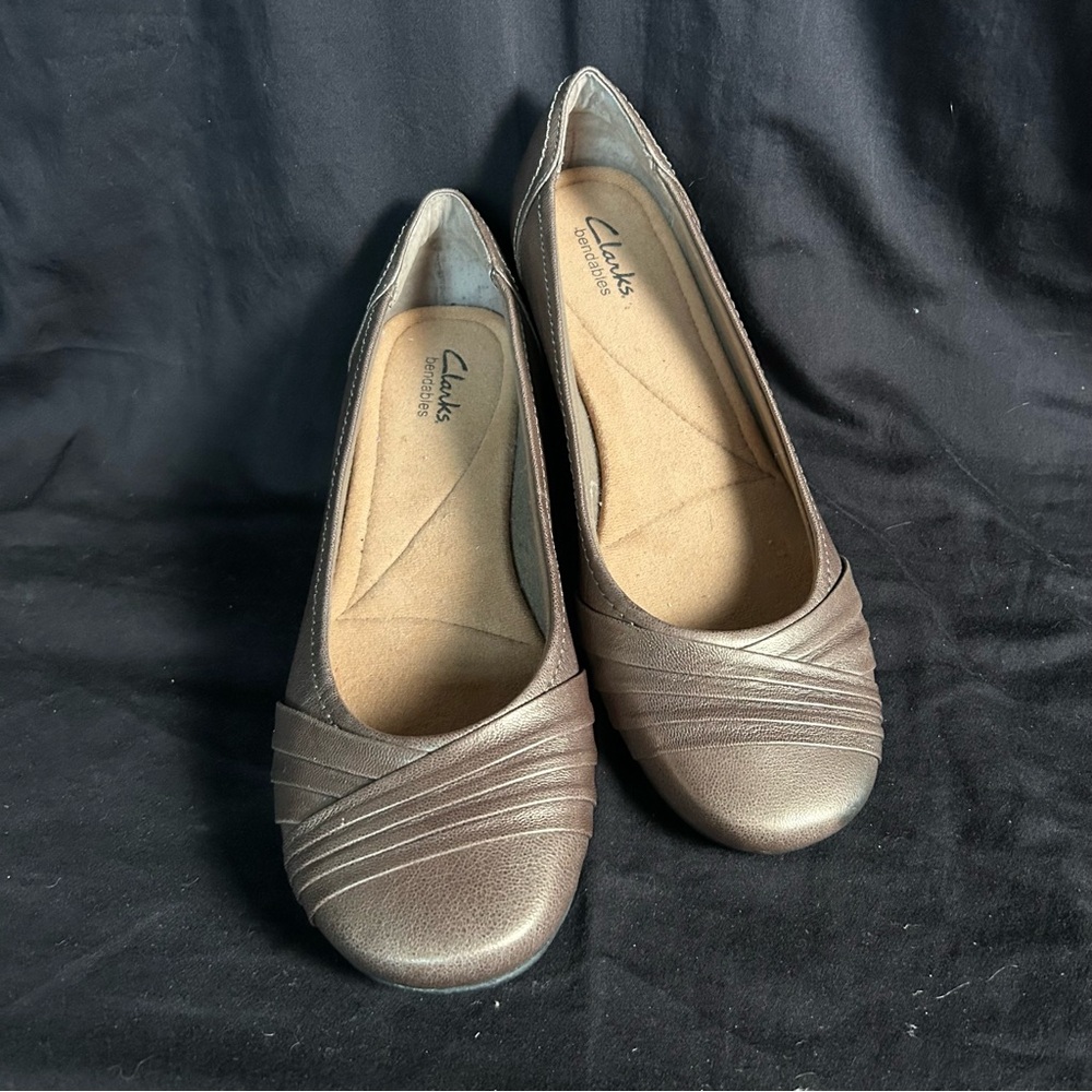 Clarks ‘Bendables’ Metallic Pleated Ballet Flats